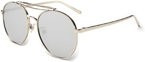 

Модные солнцезащитные очки для мужчин и женщин, стильные, с плоской верхней частью, женские солнцезащитные очки с металлической оправой, качественные MTZJH, Silver Silver