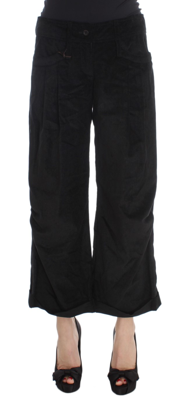 

Шикарные черные широкие хлопковые джинсы Ermanno Scervino