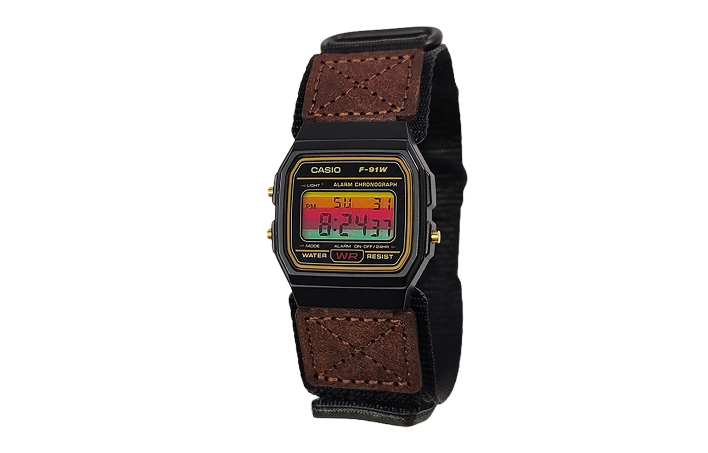 

CASIO Мужские часы Retrofit Series с кварцевым механизмом и нейлоновым ремешком, черный циферблат