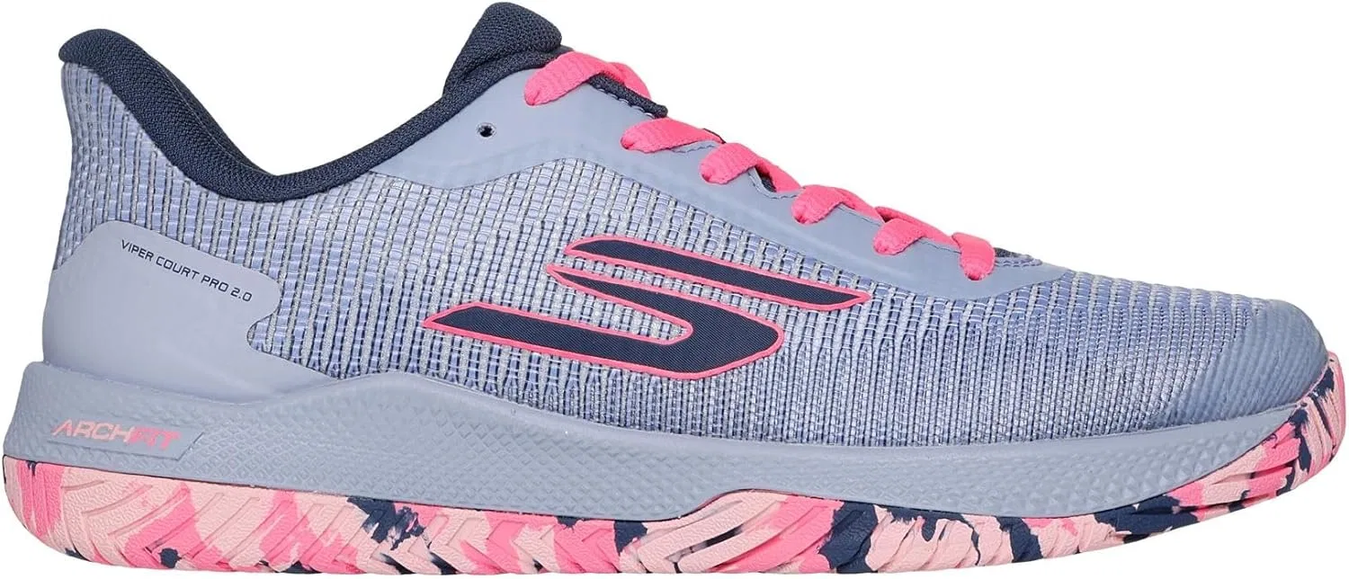 Кроссовки теннисные Skechers Viper Court Pro 2.0, серые с лавандовым — фото 3