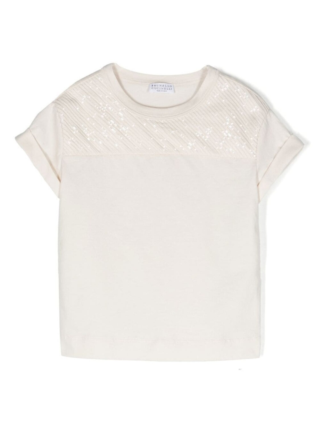 

Brunello Cucinelli Kids футболка с пайетками, нейтральный цвет