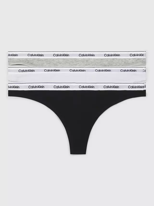 

Стринги Calvin Klein Modern Logo Cotton 3 шт, цвет black/white/grey