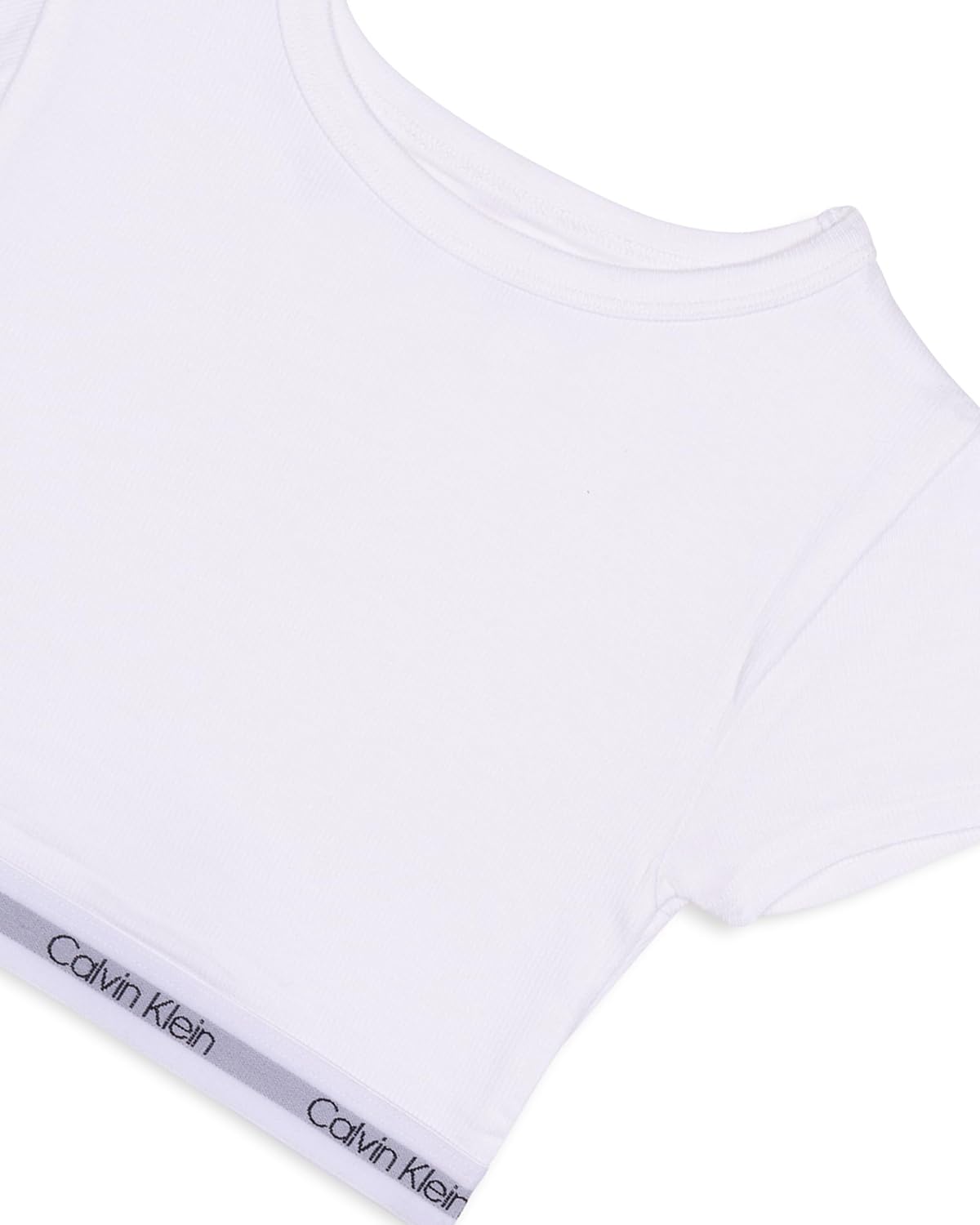 Укороченная футболка-бралетт с короткими рукавами Calvin Klein для девочек, Classic White — фото 2