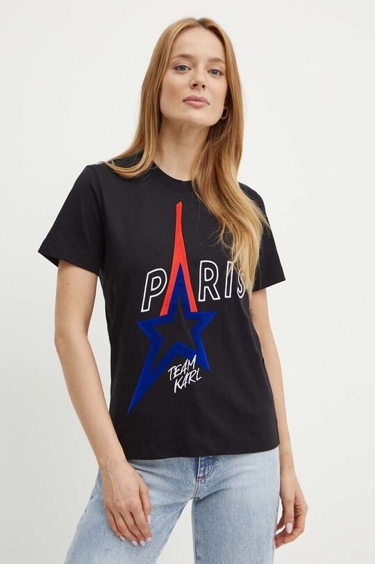 

Хлопковая футболка Karl Lagerfeld, черный