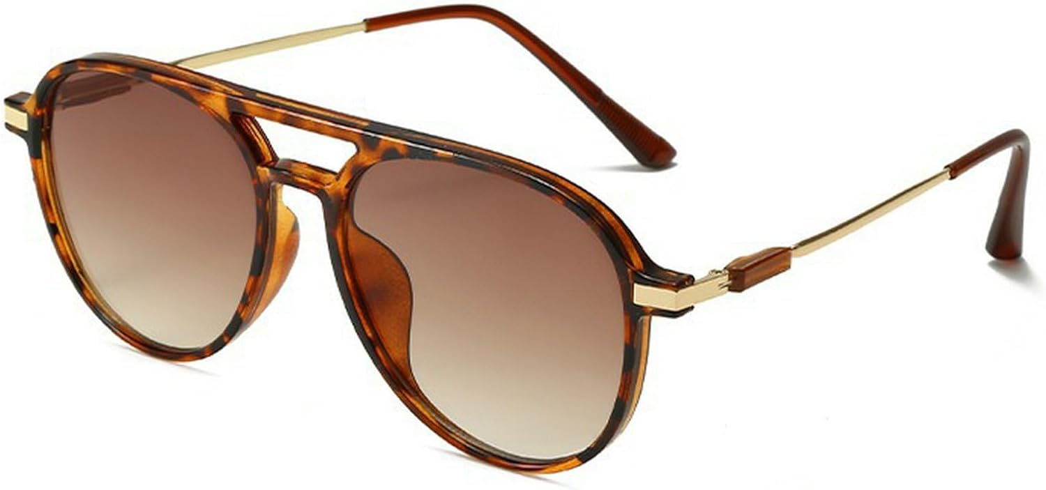 

Женские солнцезащитные очки-пилот большого размера в стиле ретро, ​​модные круглые солнцезащитные очки с большими коричневыми линзами, винтажные очки с двойным дужком mincl, C1