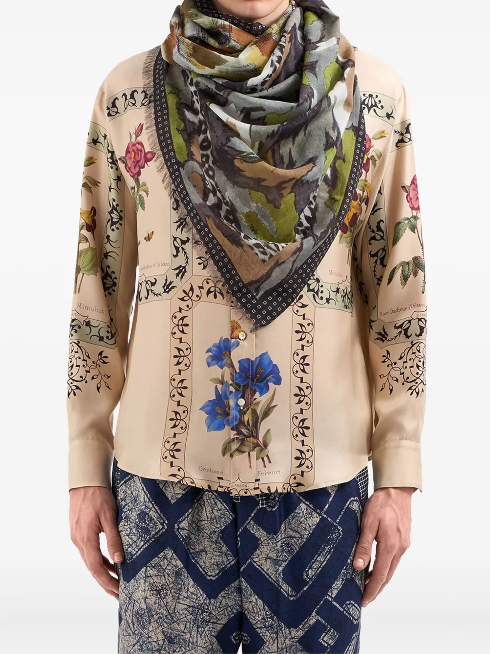 

Платок с абстрактным принтом Pierre-Louis Mascia, зеленый