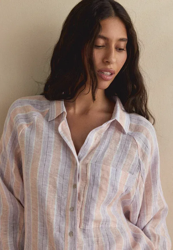 Блуза Next, Button down blouse, розово-сиреневая полоска — фото 4