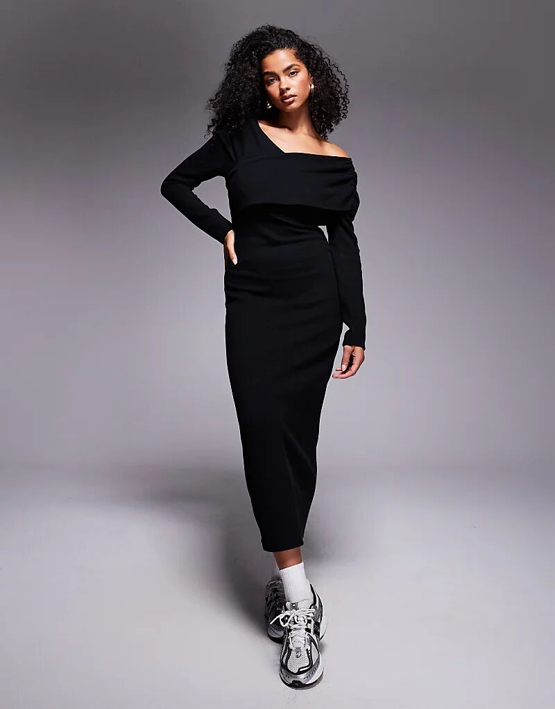 

Платье миди ASOS DESIGN супермягкое с запахом спереди черного цвета