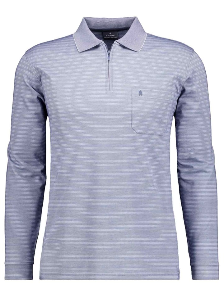 

Рубашка-поло Fineliner с застежкой-молнией и длинным рукавом синего цвета Ragman, Синий, Рубашка-поло Fineliner с застежкой-молнией и длинным рукавом синего цвета Ragman