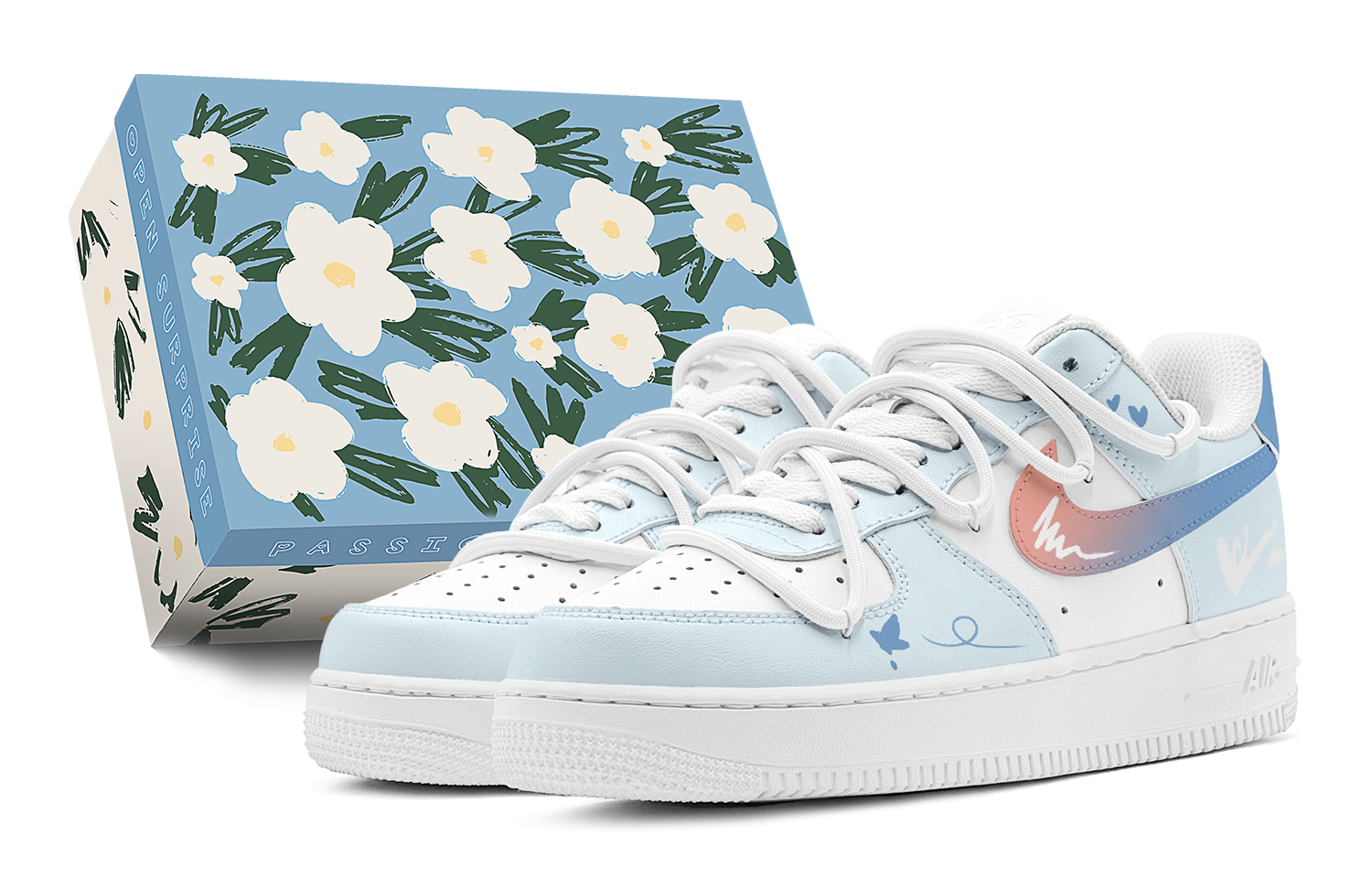 

Детские кроссовки для скейтбординга Air Force 1 LE Low Top для подростков Nike, розовый/синий