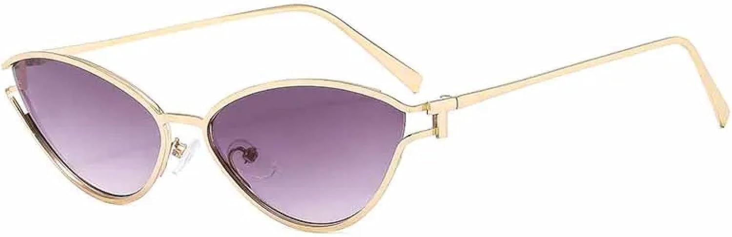 

Модные роскошные солнцезащитные очки «кошачий глаз» в металлической оправе для женщин, пожилых людей, в стиле ретро, ​​для путешествий, с защитой от УФ-излучения UV400 TKKTLLT, Gold Gradient Gray