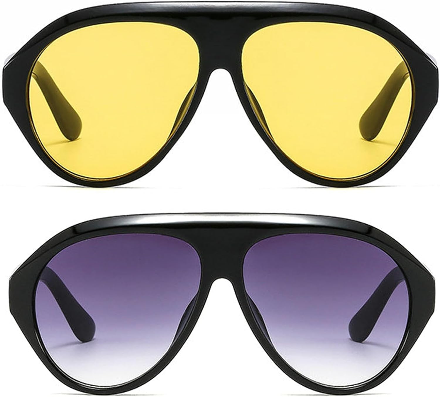 

Willochra Популярные модные солнцезащитные очки-пилот для женщин, в стиле ретро, ​​для мужчин, с градиентным затемнением, защита от УФ-излучения UV400, большие желтые солнцезащитные очки, 2pcs-gary&yellow