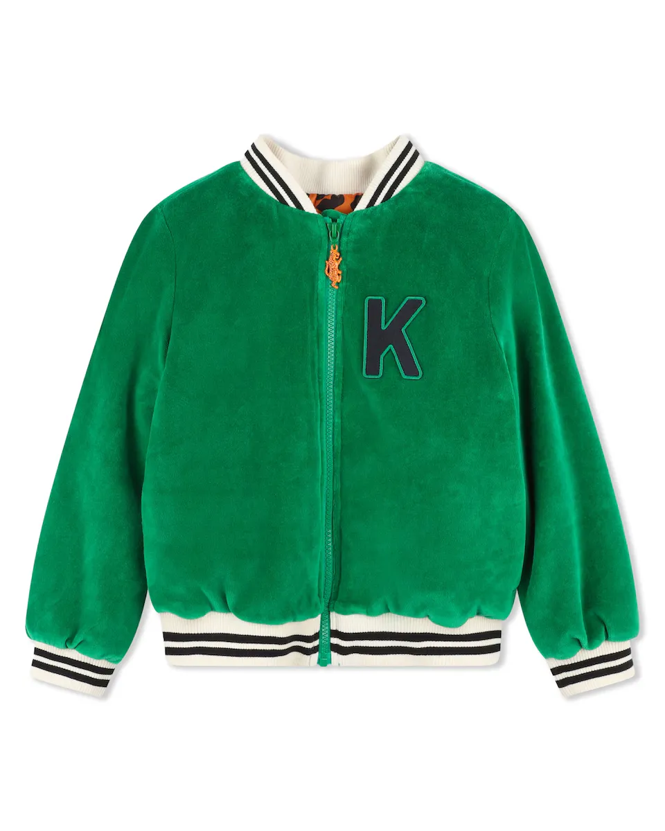 

Куртка для мальчика на молнии и вышивкой на спине Kenzo Kids, зеленый