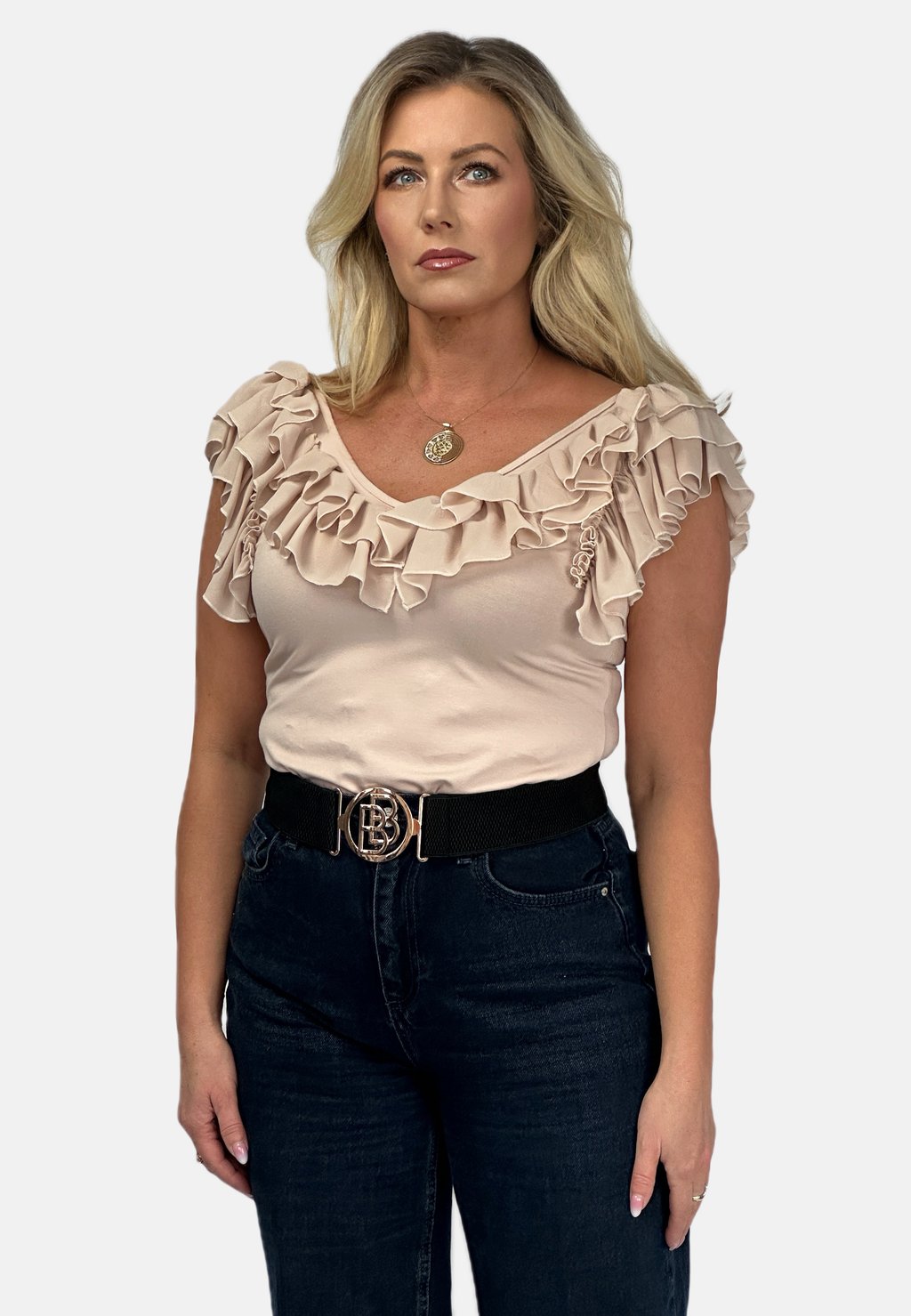 

Блуза FRILLED NECK REGINA FASHION, бежевый
