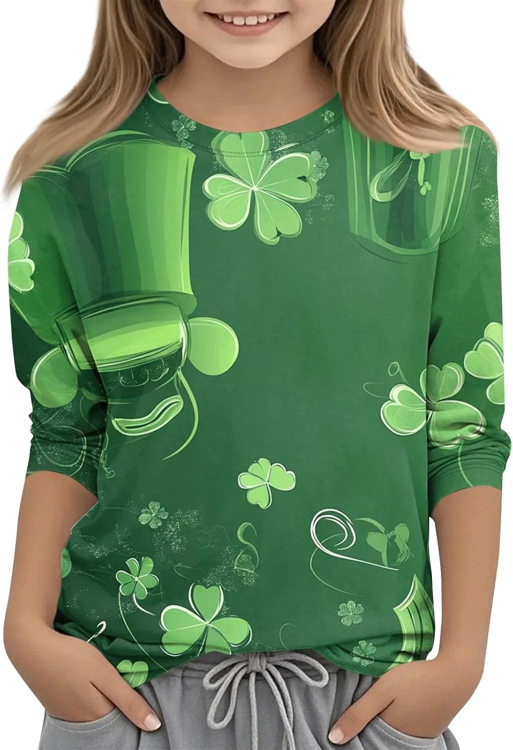 Футболка оверсайз с принтом, St. Patrick's Day, 3/4 рукав, 2-green