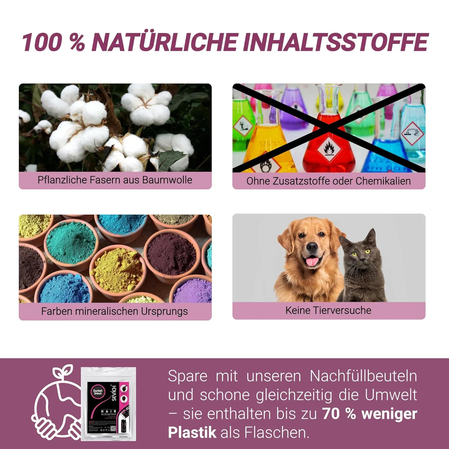 Наполнитель для волос для загущения (средне-коричневый, 100 г) Maxter, Refill Bag Medium Brown 100G — фото 4