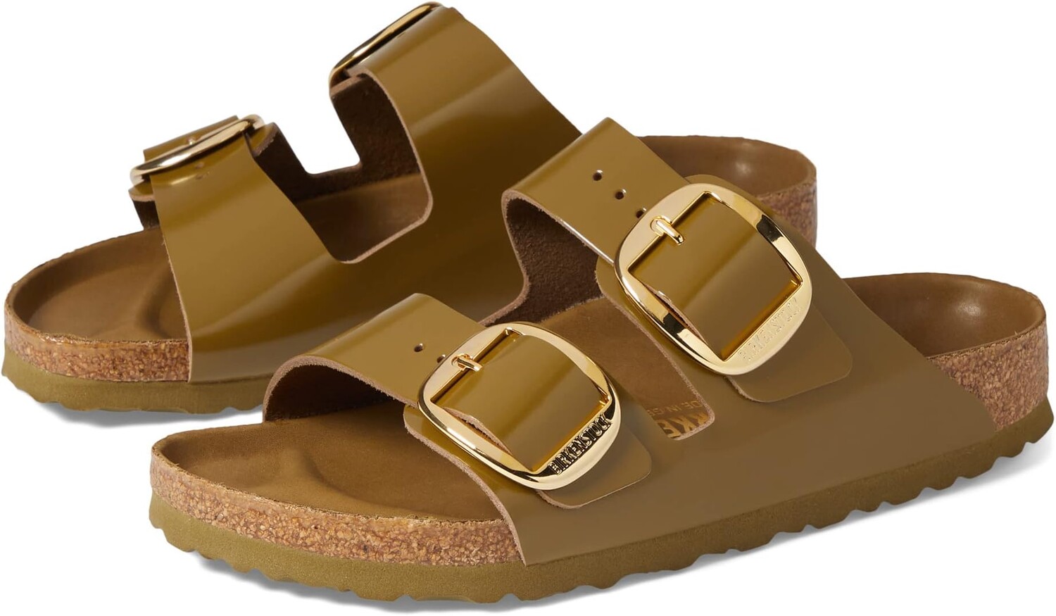 

Сандалии Birkenstock Arizona Big Buckle High Shine, цвет High Shine Mud Green Leather