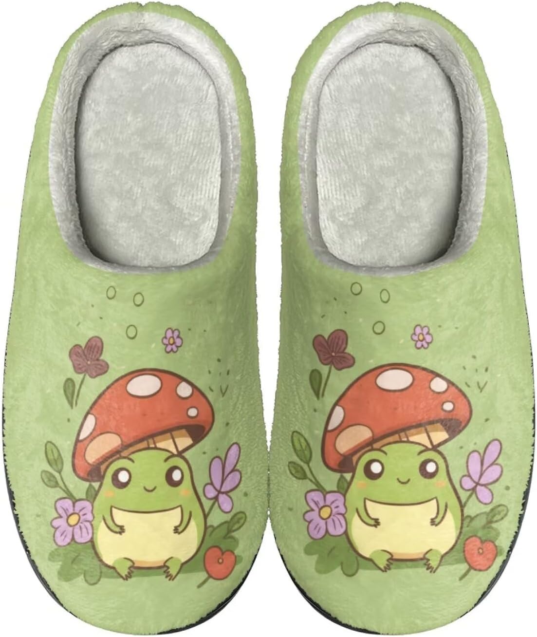 

Тапочки Showudesigns для женщин и мужчин, размер 4-12, зимние домашние тапочки, Mushroom Frog Flower