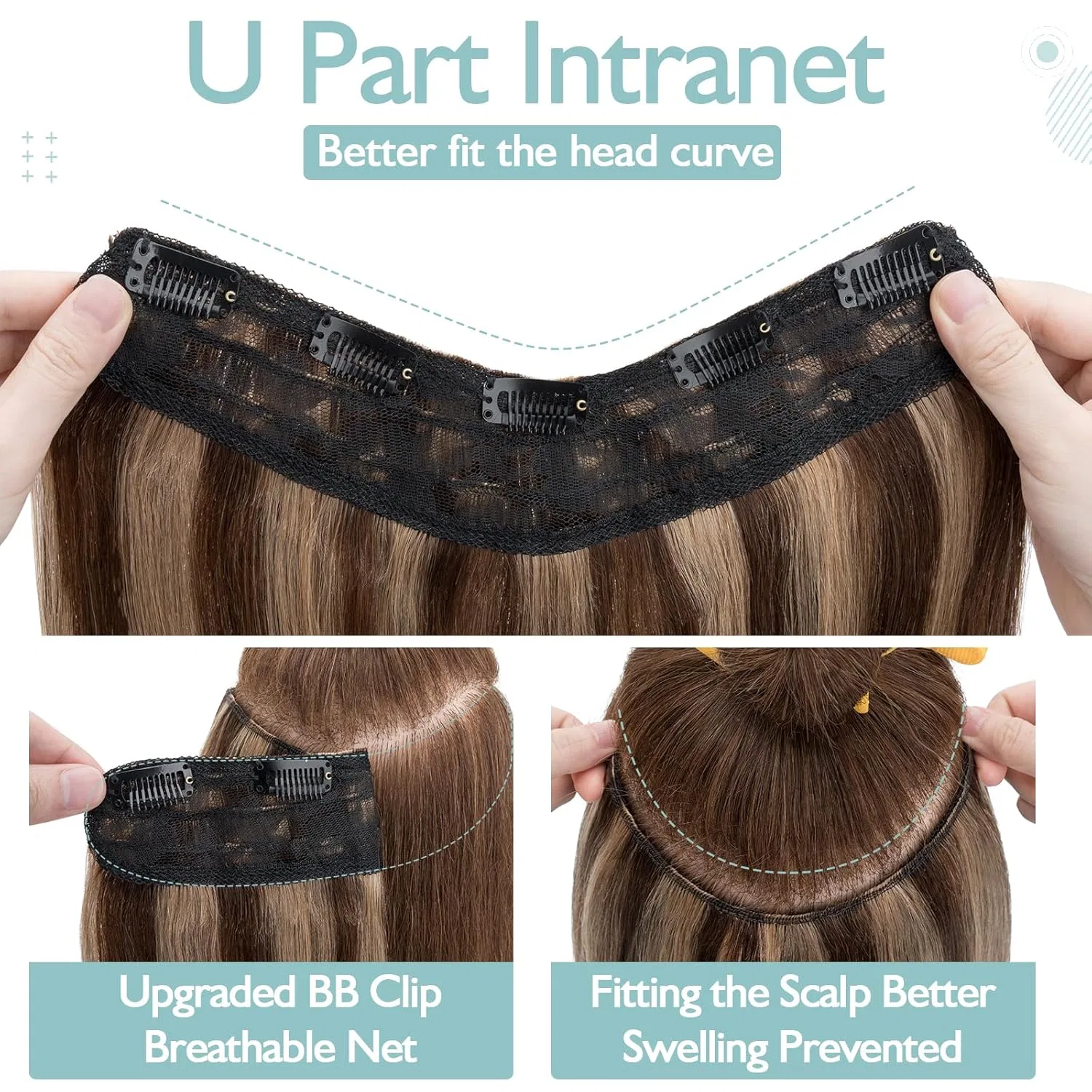 Накладные пряди для волос TESS Clip-In Remy Hair Extensions 55 см Tess, Caramel Balayage — фото 4