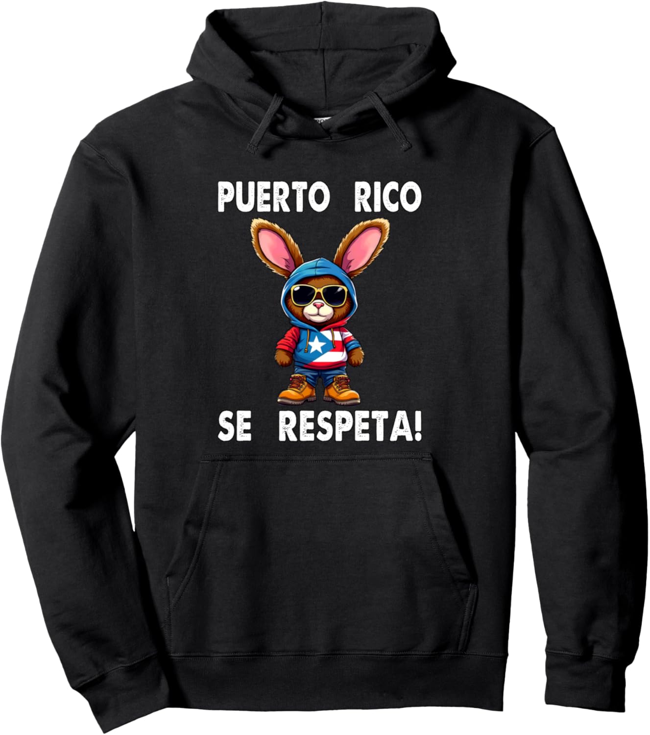 

Толстовка с капюшоном Puerto Rico Se Respeta Boricua с кроликом и PR Protest Puerto Rico Se Respeta Collection, More Here, черный