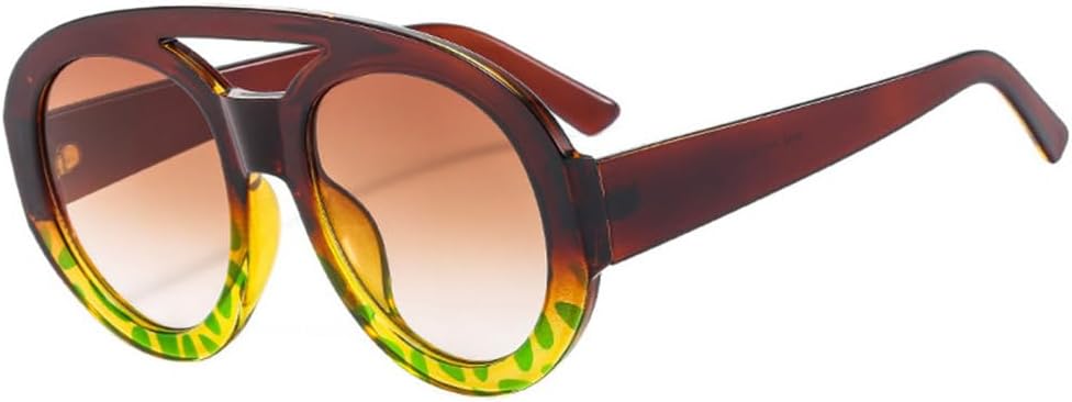 

Большие солнцезащитные очки с двойной перемычкой для женщин в стиле панк, солнцезащитные очки для женщин с защитой от УФ-излучения UV400 для мужчин LANGSER, C6brownflower-brown