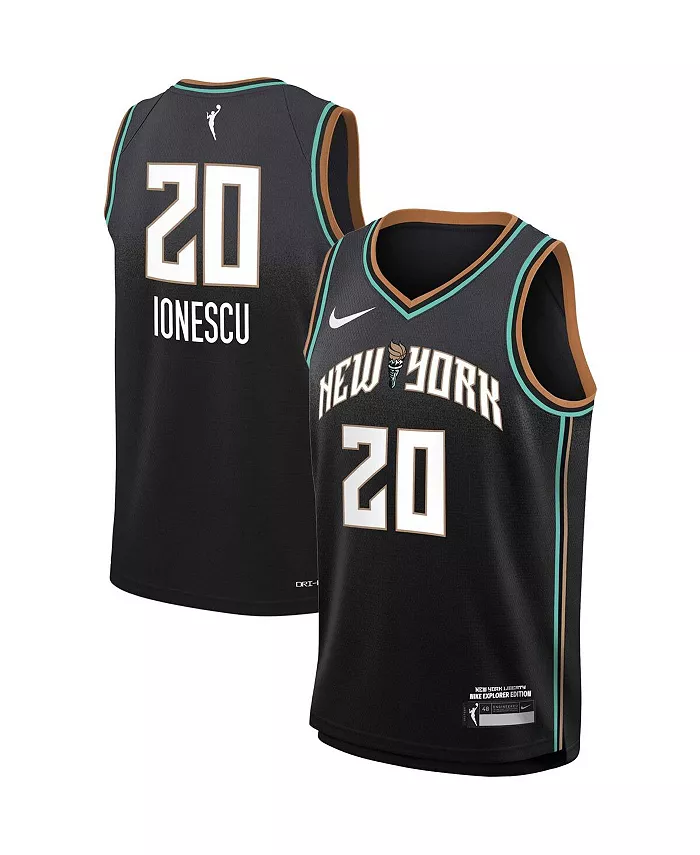 Футболка Big Boys and Girls Sabrina Ionescu New York Liberty Swingman Player Jersey - Explorer Edition (черная) Nike — фото 2