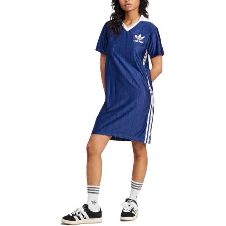 Платье с короткими рукавами женское темно-синее Adidas Originals — фото 4
