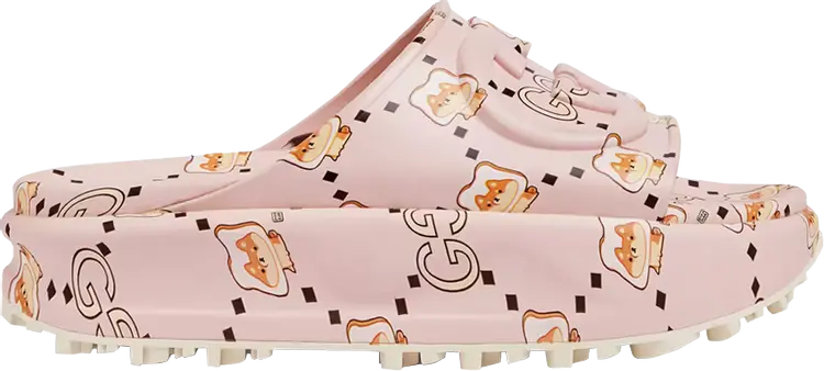 Кроссовки Pikarar x Gucci Wmns Slide Sandal 'GG Animal Print - Light Pink', розовый