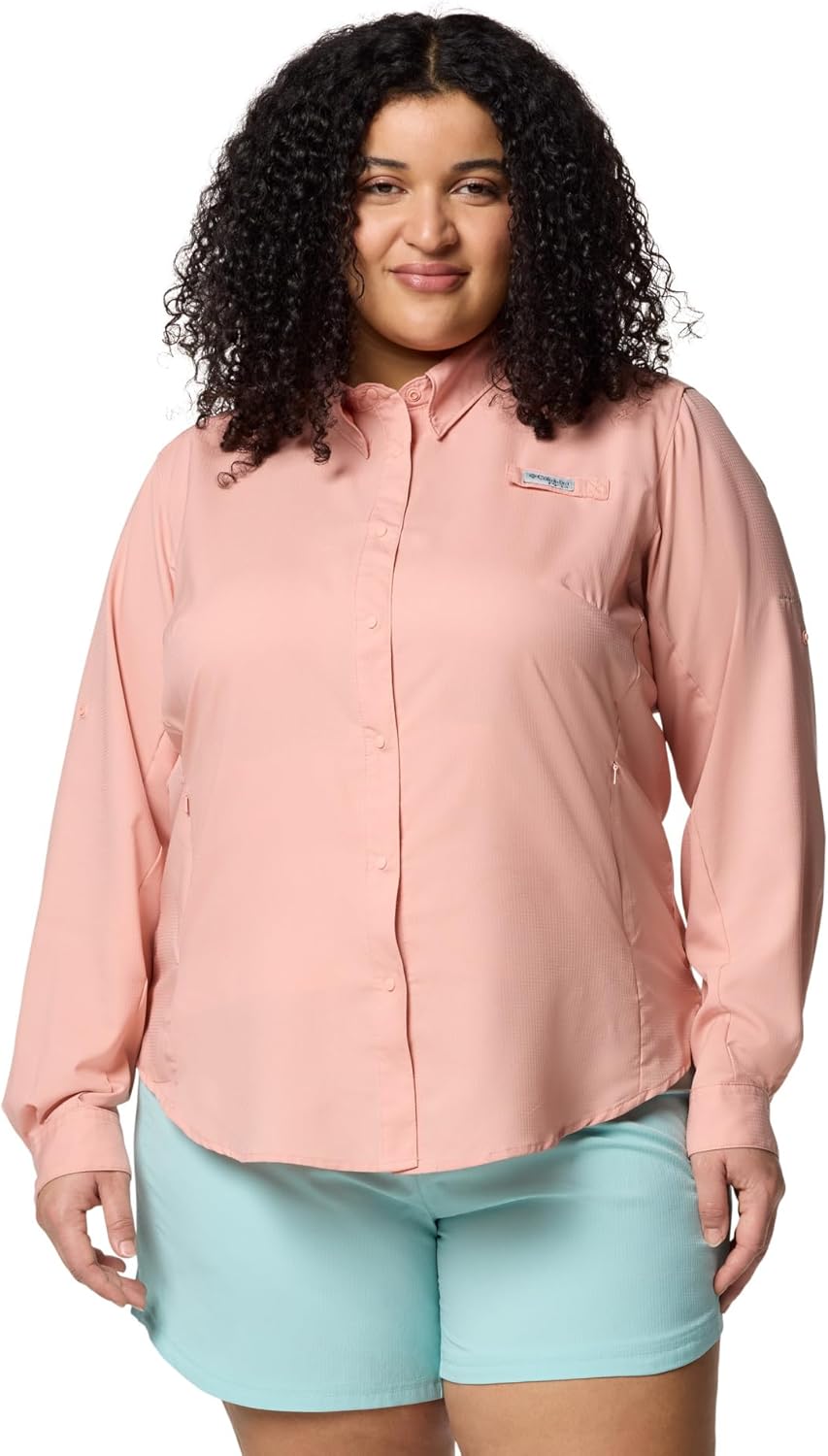 

Columbia Women's PFG Tamiami II UPF 40 рубашка для рыбалки с длинным рукавом, Faux Pink