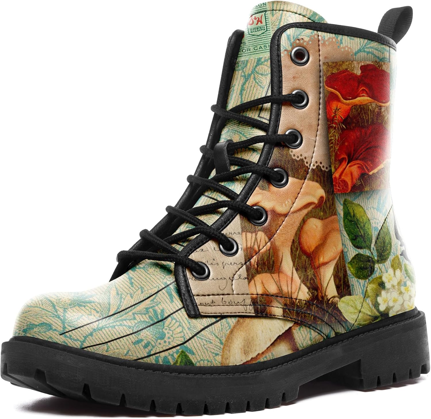 

Ботинки средней высоты Artistic Mushroom, мужские и женские, с цветочным принтом, на шнуровке, для походов, повседневной носки и прогулок Awsole, красный/зеленый