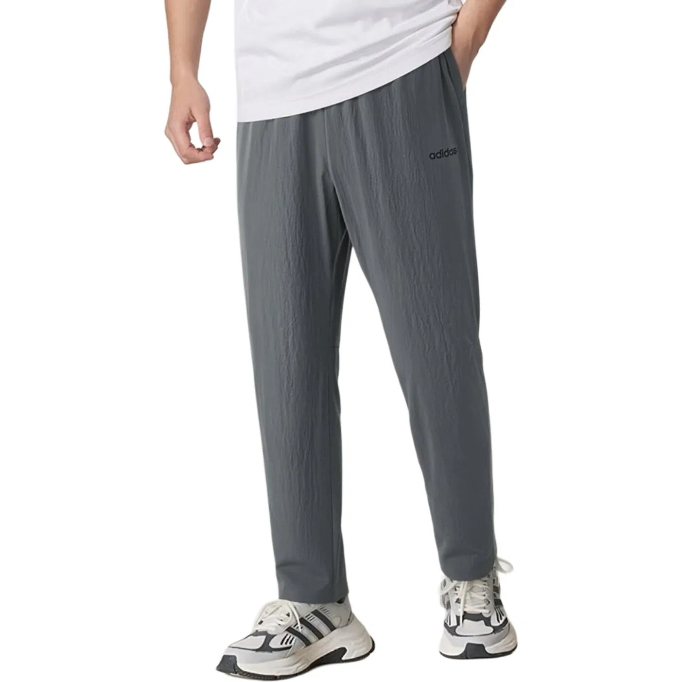 Брюки повседневные мужские серые, прямого кроя, средней посадки Adidas, Gray — фото 4