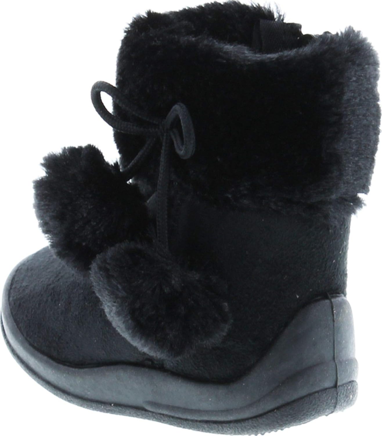 Детские ботинки с помпоном на плоской подошве Kali Footwear, Black — фото 3