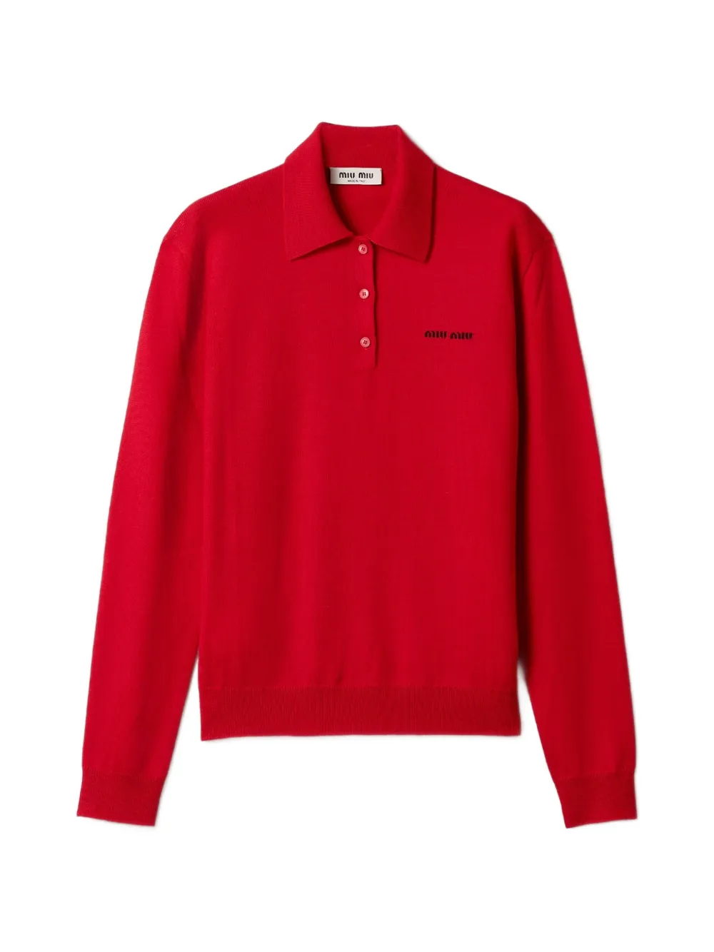 

Рубашка поло с длинными рукавами и логотипом Miu Miu, красный