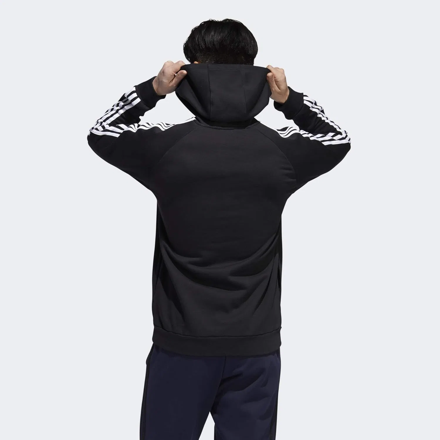 Толстовка с капюшоном Adidas Essentials 3-stripes, черно-белый — фото 2