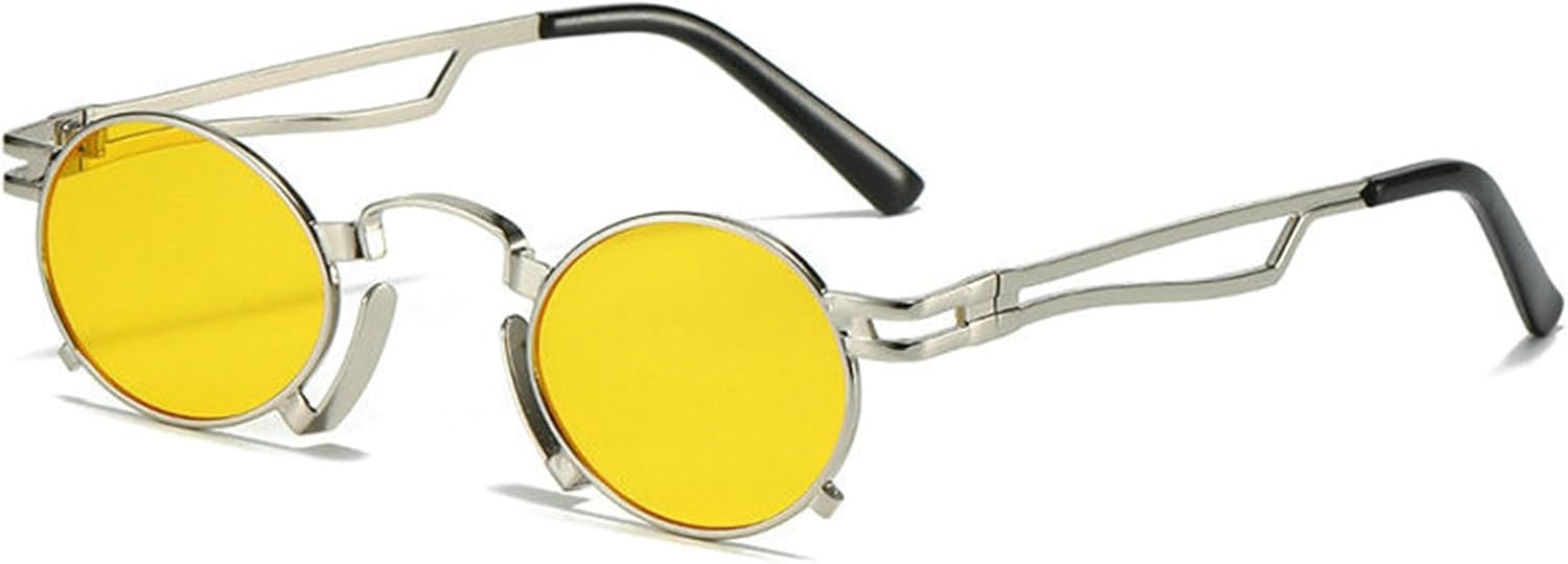 

Солнцезащитные очки Willochra Retro Small Oval для женщин, модные, с уникальной металлической оправой, защита от УФ-излучения UV400, для мужчин, в стиле панк, красные и желтые, C9