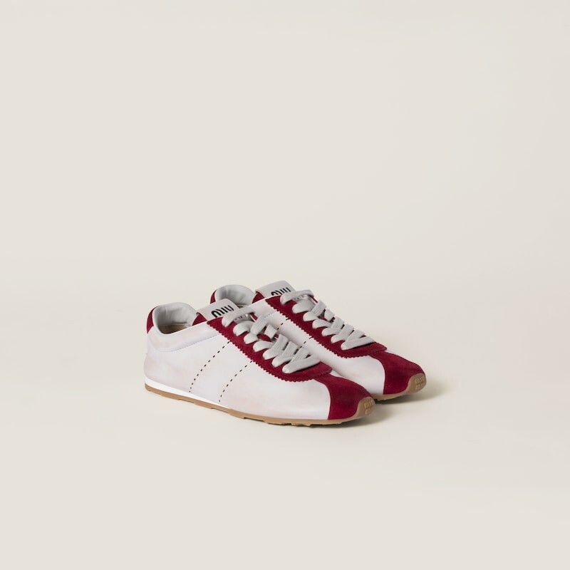 

Кроссовки Plume из кожи наппа и замши Miu Miu, белый