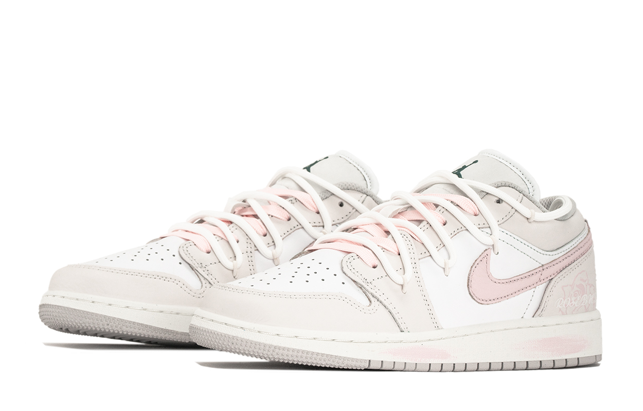 Jordan Air 1 нескользящие износостойкие низкие детские баскетбольные кроссовки beige pink для подростков — фото 4