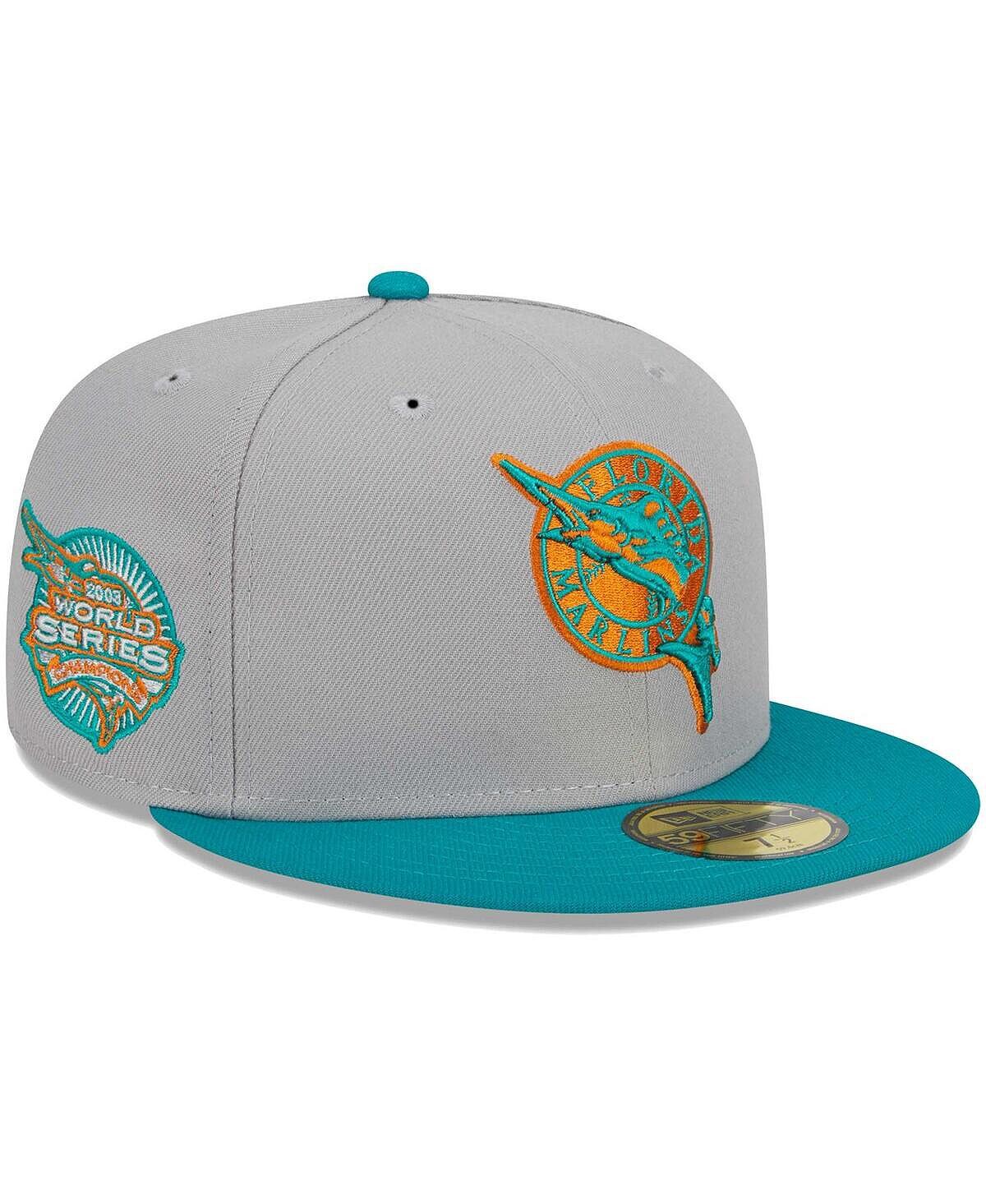 

Мужская серо-бирюзовая шляпа Florida Marlins Cooperstown Collection 59FIFTY. New Era