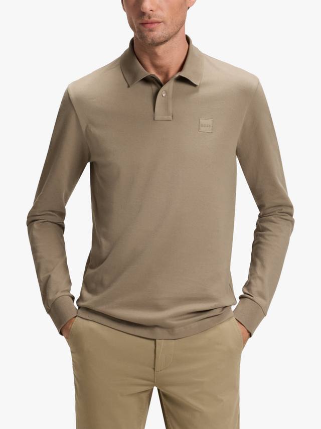 

Длинный рукав хлопковый поло BOSS HUGO BOSS, Open Green