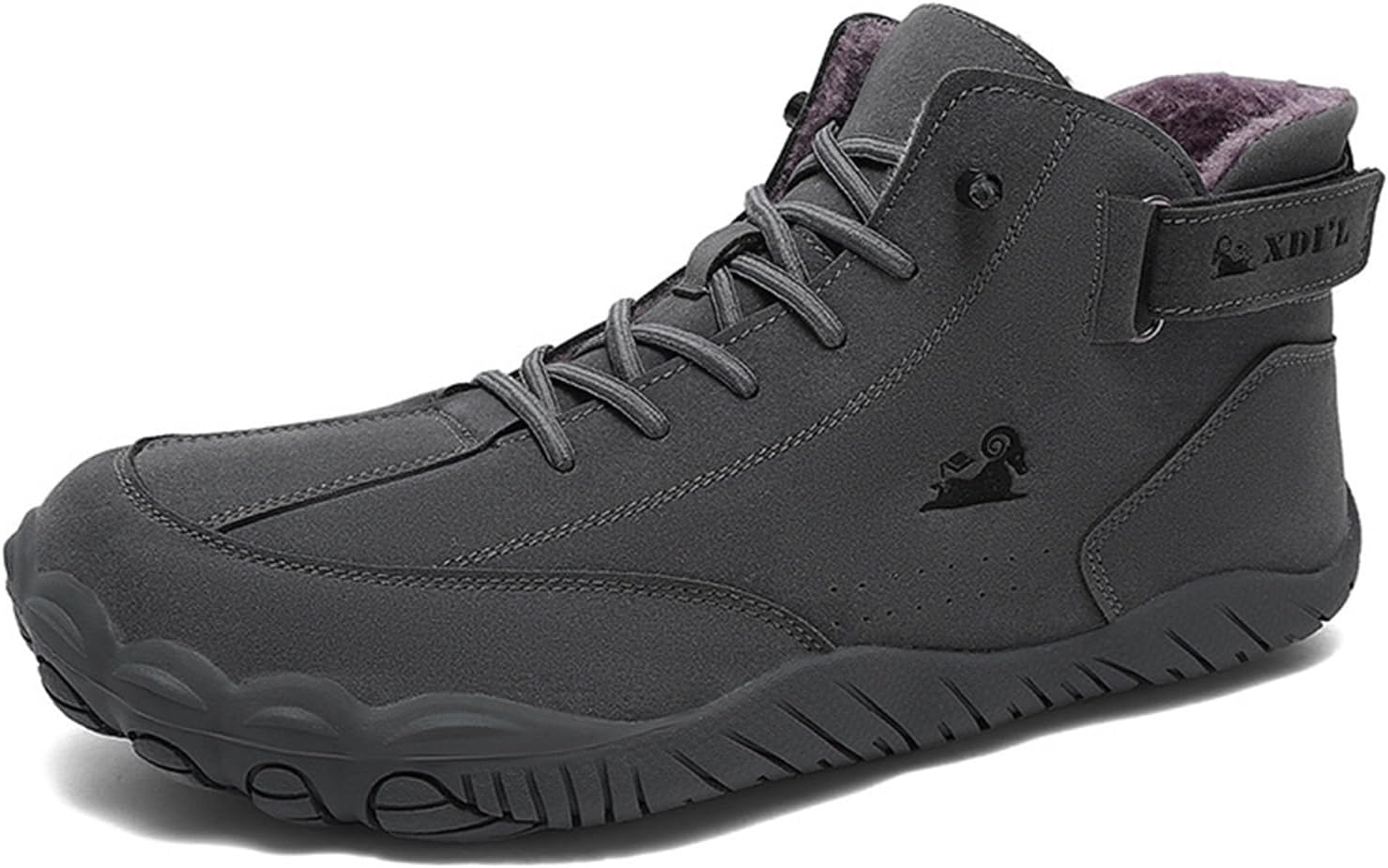 

Мужские зимние ботинки EGGDK с широким носком, обувь-босоножки, утепленные мехом, подошва drop zero, водонепроницаемые, противоскользящие, для ходьбы по снегу в холодную погоду, удобные зимние ботинки-кроссовки, серый