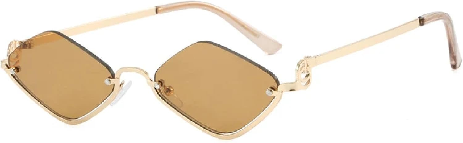 

Роскошные солнцезащитные очки для женщин и мужчин, маленькие, в многоугольной металлической оправе, для вождения и путешествий, очки с защитой от УФ-излучения UV400 TKKTLLT, Gold Tea