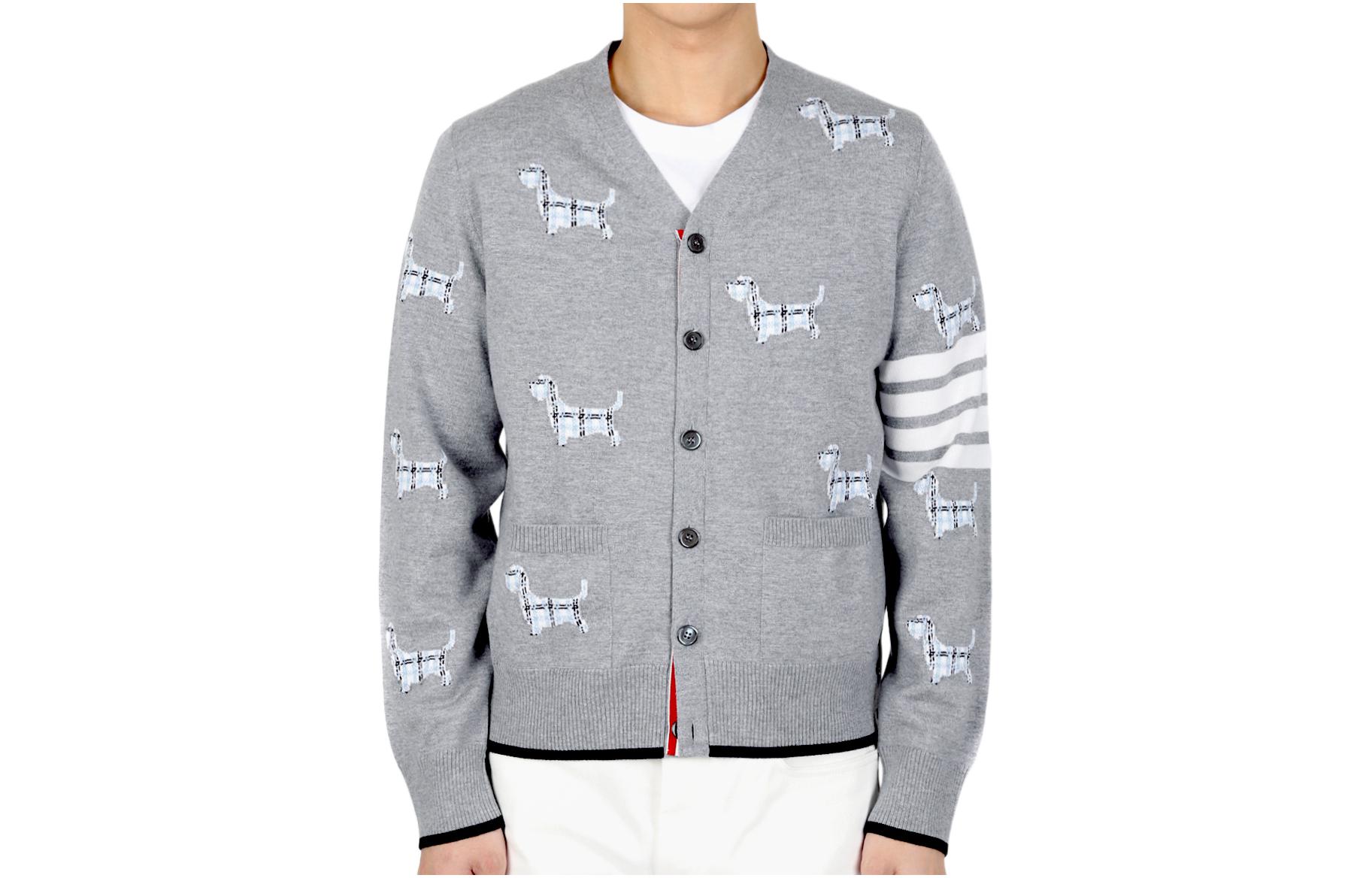 

Кардиган Hector с v-образным вырезом на 4 пуговицах THOM BROWNE, серый