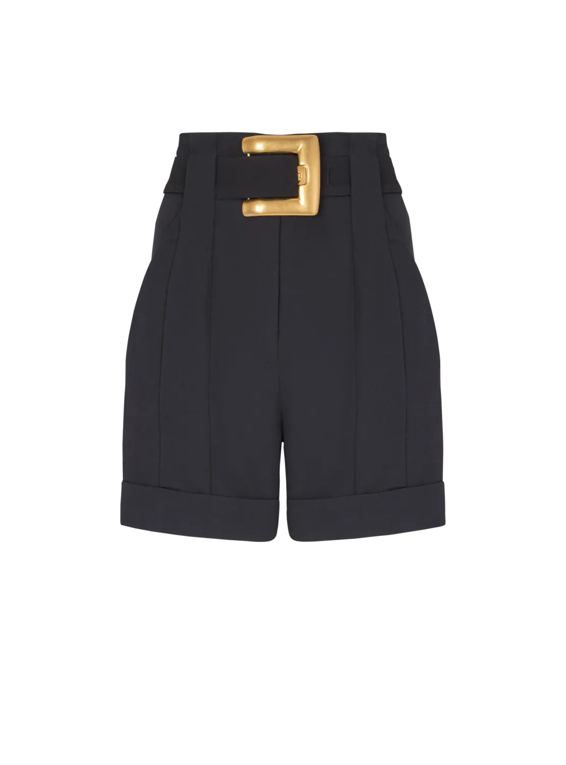 

Шорты из ткани гри-де-пудр с ремнем Balmain, черный