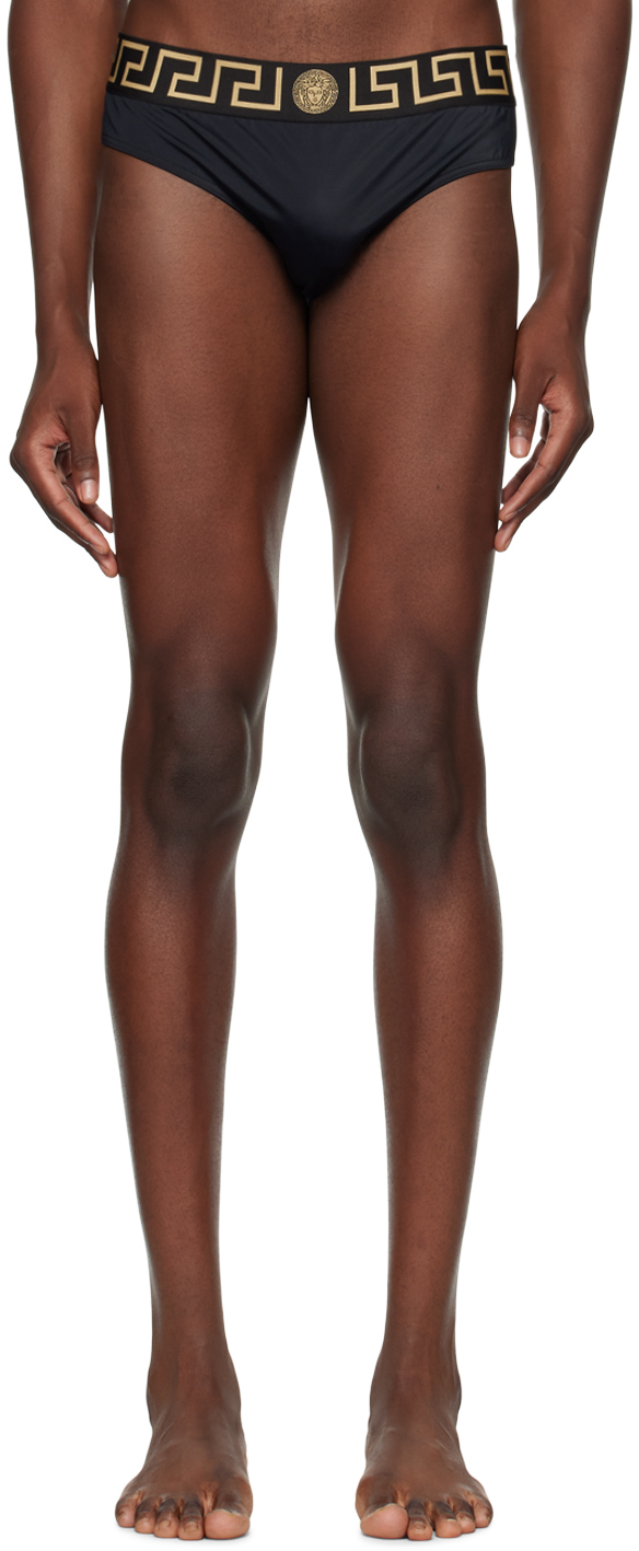 

Плавки-шорты с черным узором Greca Versace Underwear
