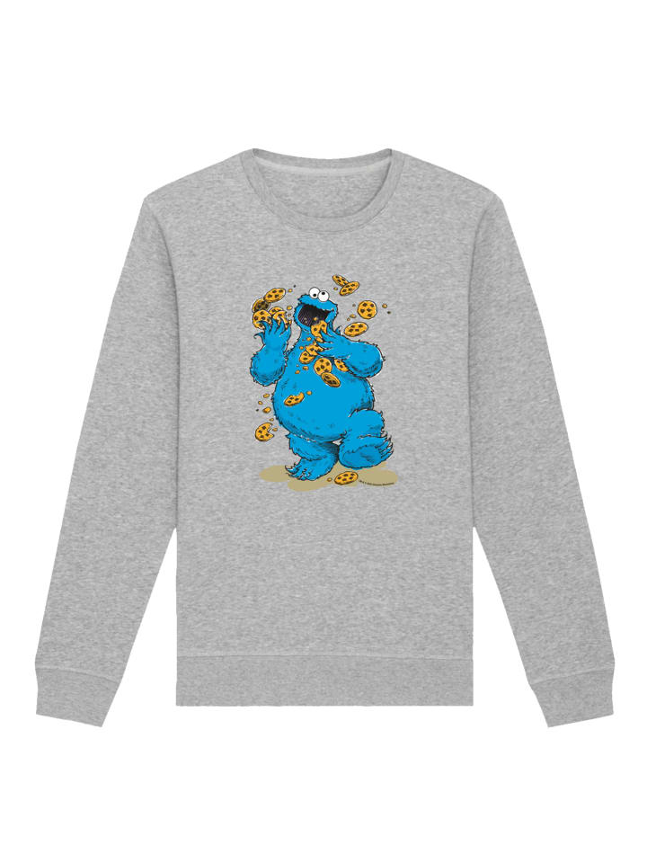 

Толстовка F4NT4STIC Sweatshirt Sesamstraße Cookie Monster Cookies Everywere, пятнистый серый