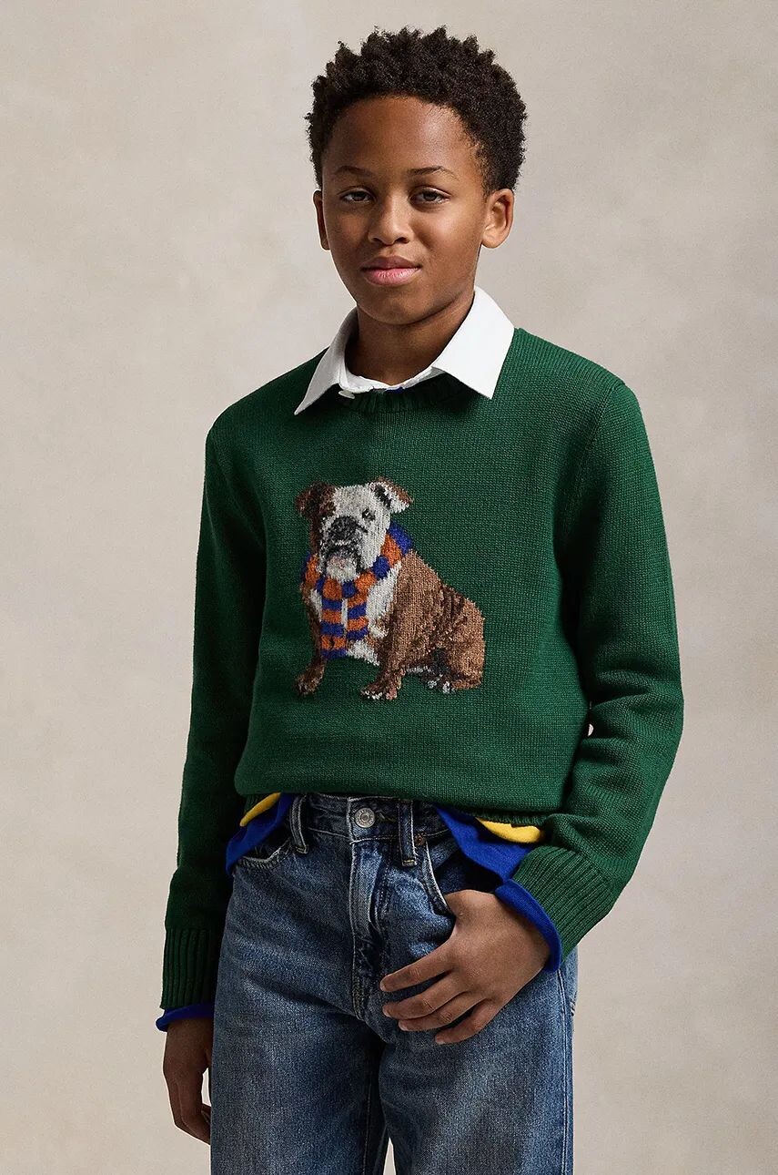 

Детский свитер Polo Ralph Lauren из смесовой шерсти, зеленый
