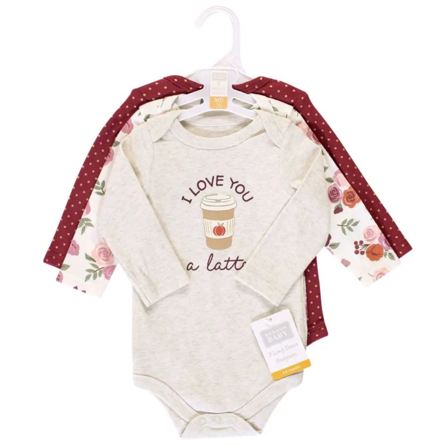 Hudson Baby Хлопковые боди с длинными рукавами, комплект из 3 штук, с принтом цвета корицы — фото 2