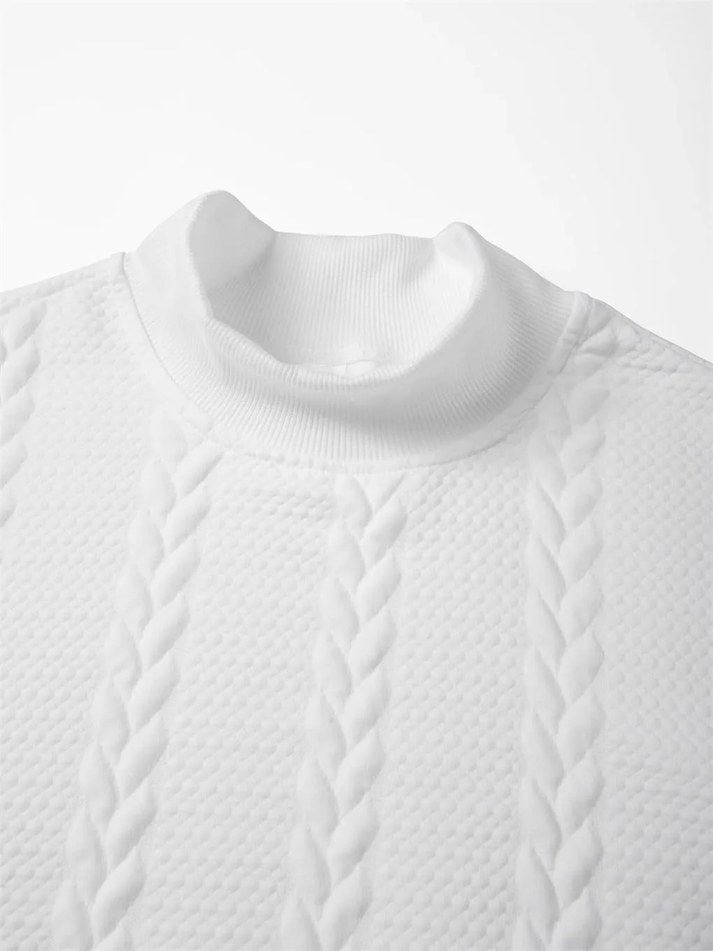 Высокий воротник, теплый свитер мужской, вязаный, фактурный, Slim Pullover — фото 4