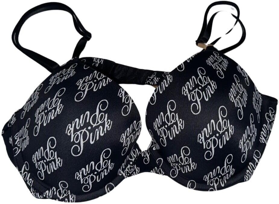 

Бюстгальтер-пружинный бюстгальтер Victoria's Secret Pink Wear Everywhere Smooth Push Up, цвет черный, новый, Black Scrip