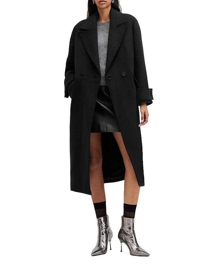 

Двубортное пальто ALLSAINTS Mabel, черный